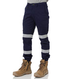 Tradies Taped Biomotion Stretch Cotton Drill Cargo Cuffed Pants 2 Value Pack - Navy