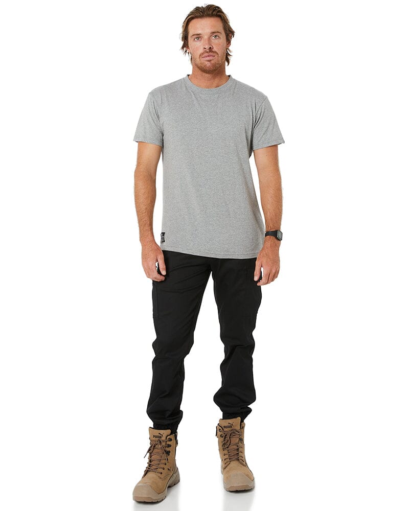 Stretch Cotton Drill Cargo Cuffed Pants - Black