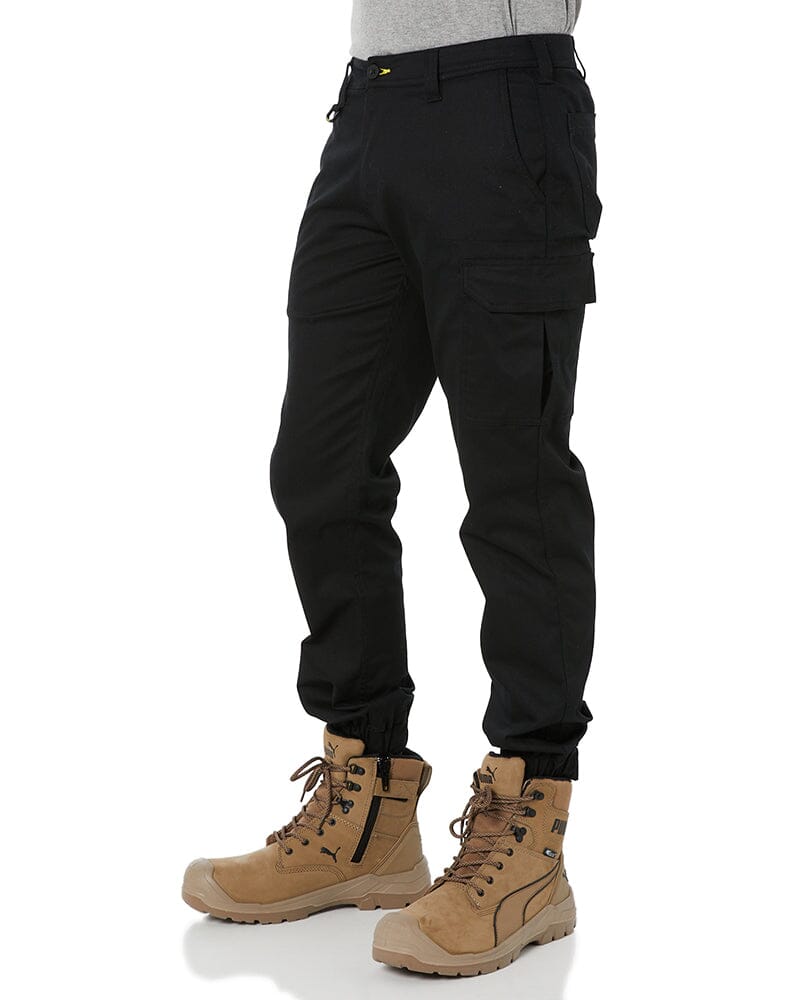 Stretch Cotton Drill Cargo Cuffed Pants - Black