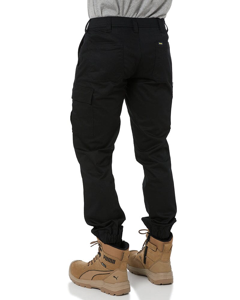 Stretch Cotton Drill Cargo Cuffed Pants - Black