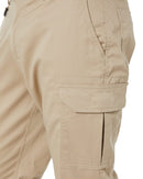 Stretch Cotton Drill Cargo Cuffed Pants - Stone