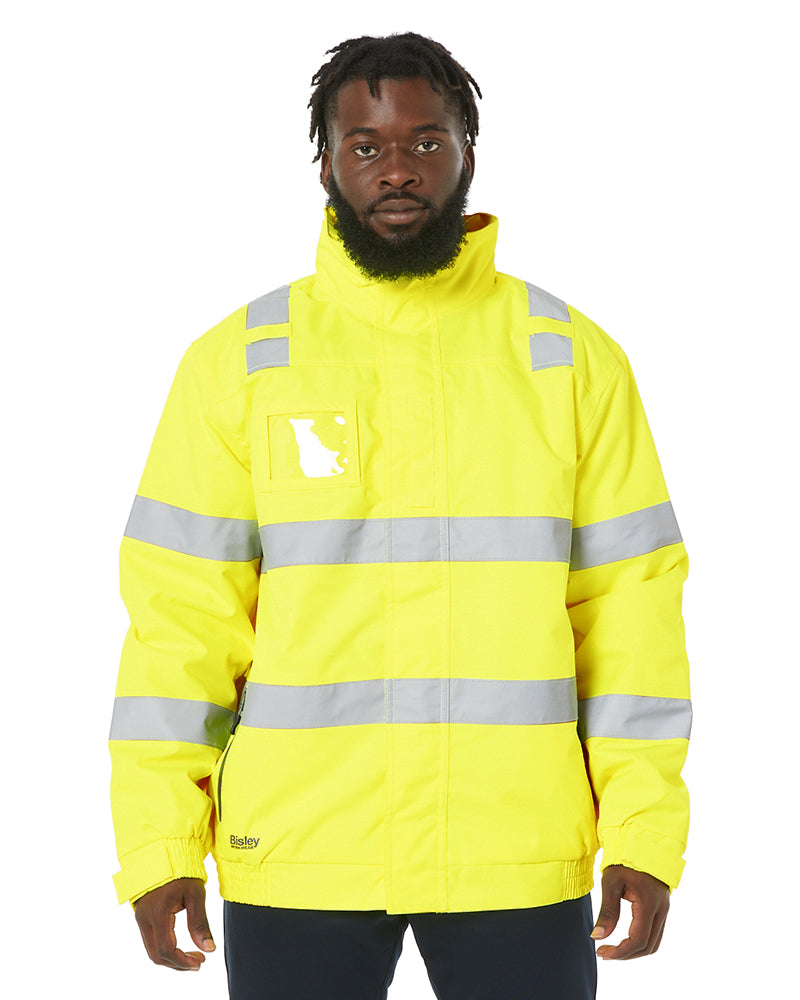 Bisley Hi Vis Taped Wet Weather Bomber Jacket Yellow Buy Online
