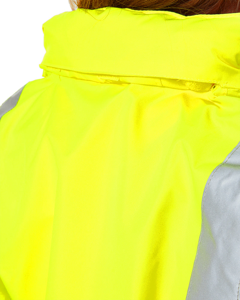 Womens H Taped Hi Vis Rain Coat - Yellow/Navy