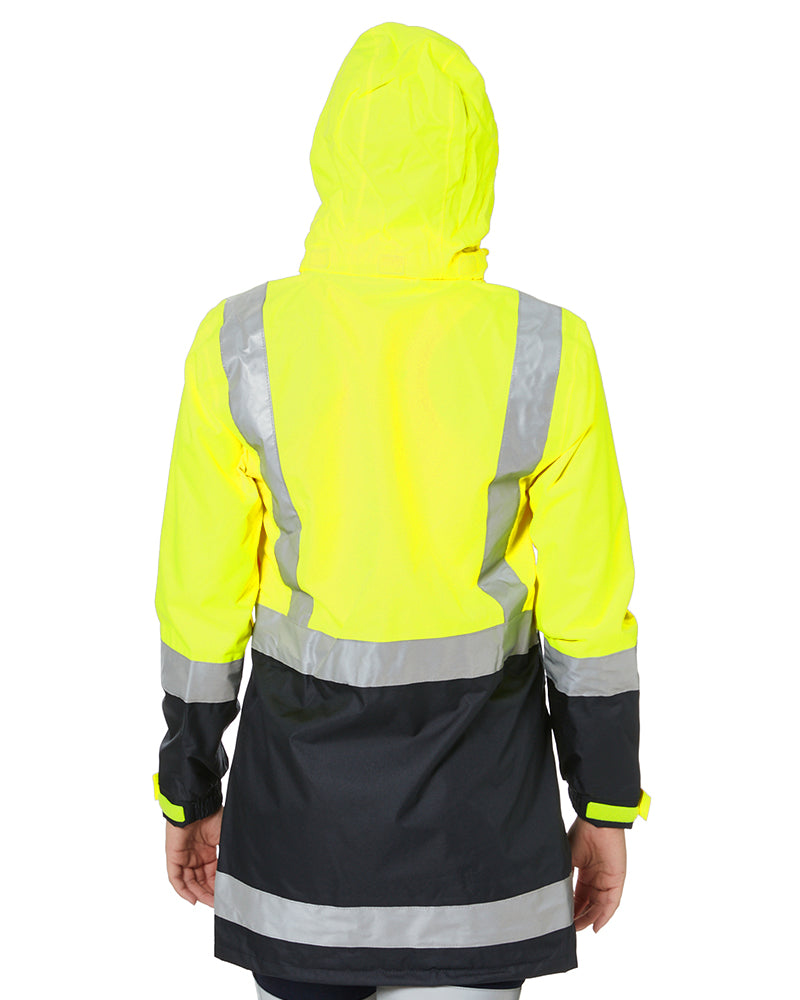 Womens H Taped Hi Vis Rain Coat - Yellow/Navy