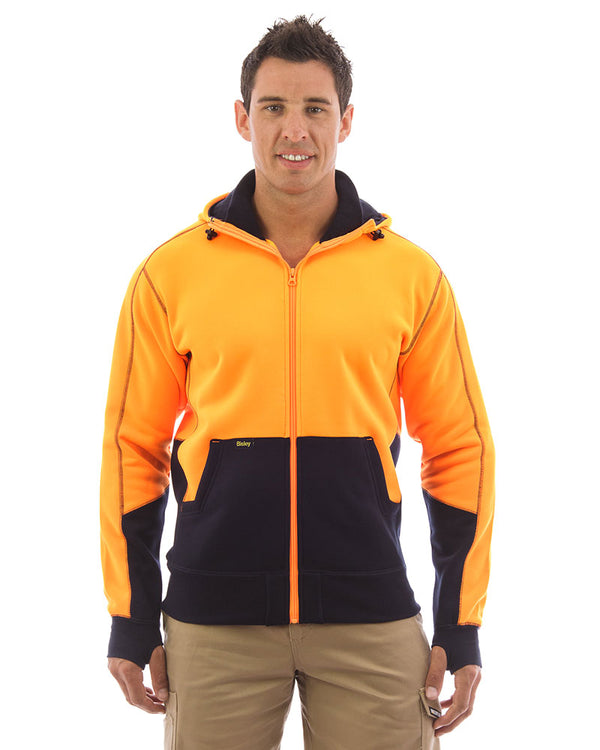 Hi Vis Fleece Hoodie - Orange/Navy