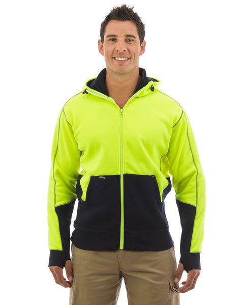 Bisley Hi Vis Fleece Hoodie Yellow Navy Buy Online