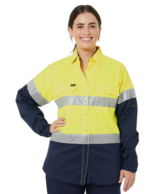 Womens X Airflow Hi Vis Taped Stretch Ripstop Shirt * - Yellow/Navy