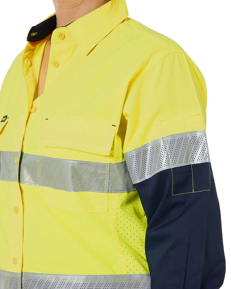 Womens X Airflow Hi Vis Taped Stretch Ripstop Shirt * - Yellow/Navy
