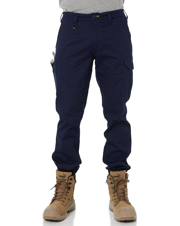 Stretch Cotton Drill Cargo Cuffed Pants - Navy