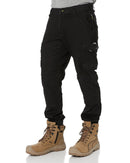 Flex and Move Stretch Denim Cargo Cuffed Pants - Black