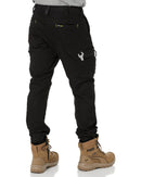 Flex and Move Stretch Denim Cargo Cuffed Pants - Black