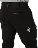 Flex and Move Stretch Denim Cargo Cuffed Pants - Black