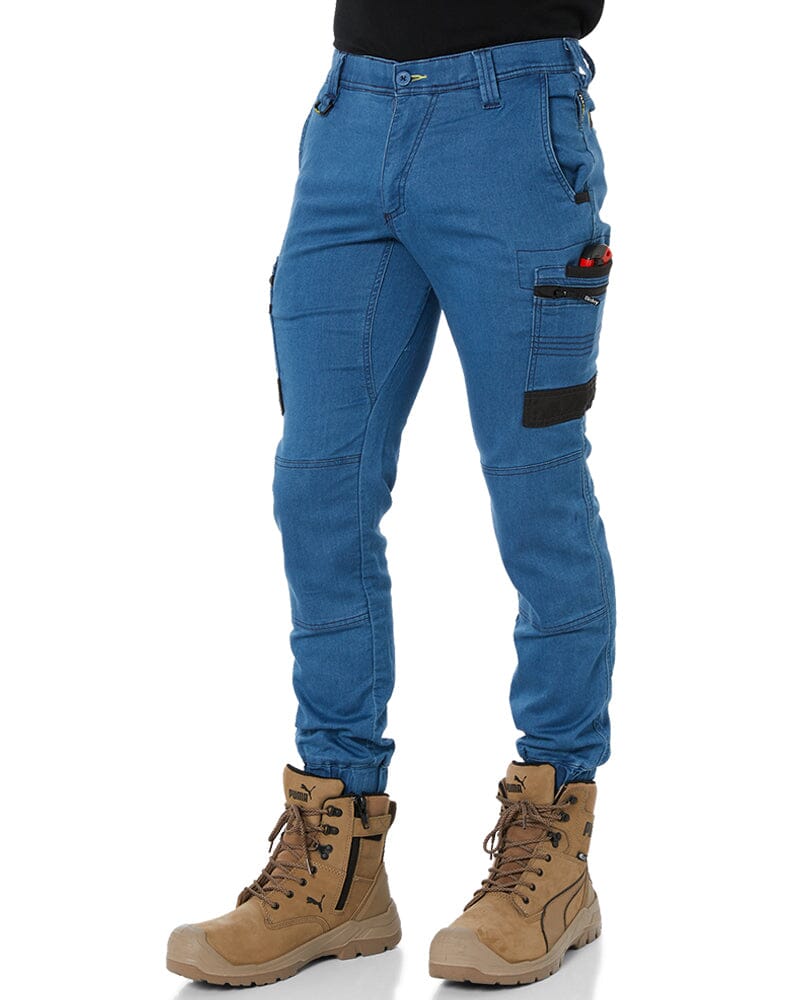 Flex and Move Stretch Denim Cargo Cuffed Pants - Light Denim