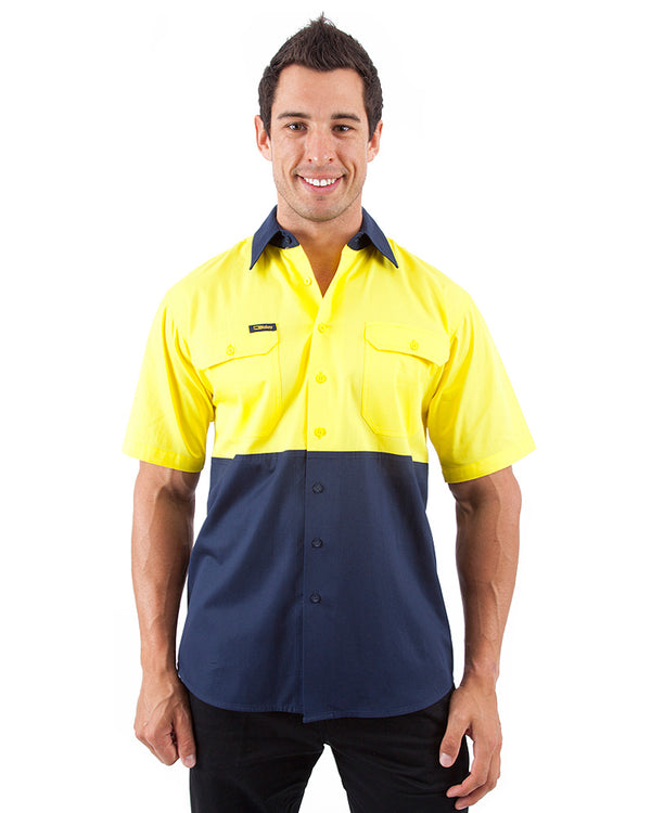 Cool Lightweight Drill Shirt SS - Yellow/Navy