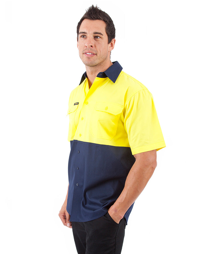 Cool Lightweight Drill Shirt SS - Yellow/Navy
