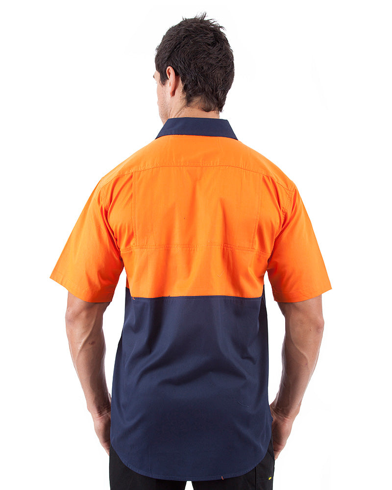 Cool Lightweight Drill Shirt SS - Orange/Navy