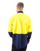Hi Vis Drill Shirt LS - Yellow/Navy