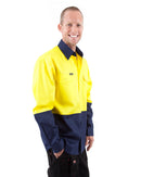 Hi Vis Drill Shirt LS - Yellow/Navy