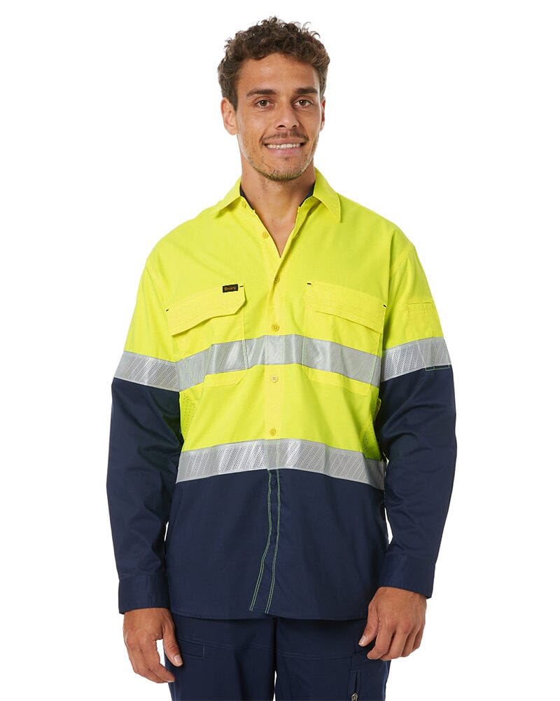 X Airflow Hi Vis Taped Stretch Ripstop Shirt  - Yellow/Navy