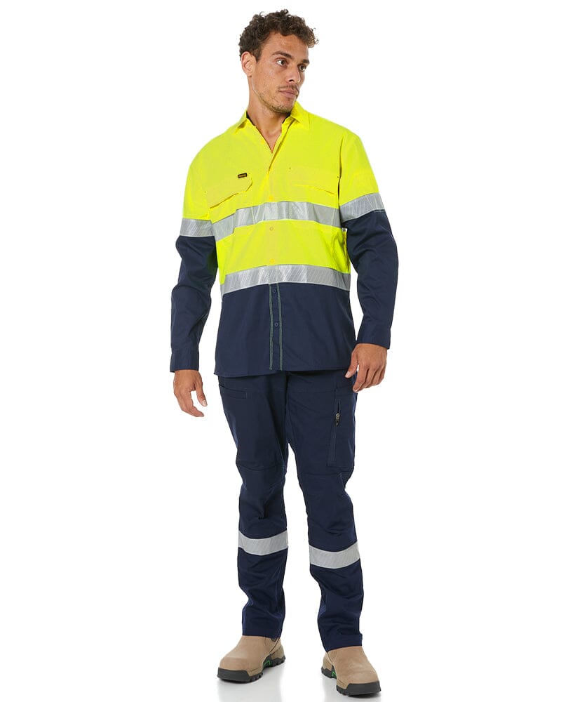 X Airflow Hi Vis Taped Stretch Ripstop Shirt  - Yellow/Navy