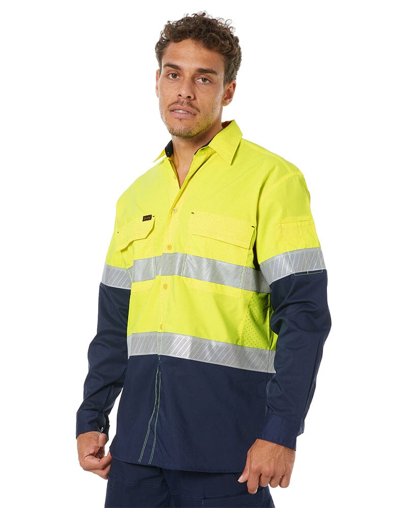 X Airflow Hi Vis Taped Stretch Ripstop Shirt  - Yellow/Navy