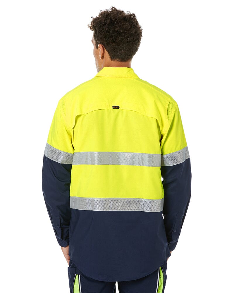 Yellow Blue Ripstop Bisley X Airflow Hi Vis Taped Stretch Ripstop Shirt - Yellow/Navy | Buy ...