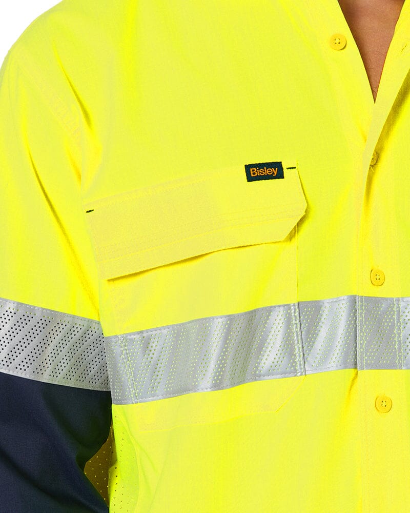 Yellow Blue Ripstop Bisley X Airflow Hi Vis Taped Stretch Ripstop Shirt - Yellow/Navy | Buy ...