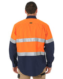 Hi Vis Recycled LS Drill Shirt - Orange/Navy