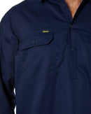 Closed Front Mens Lightweight LS Drill Shirt - Navy