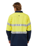 Taped Hi Vis Closed Front Lightweight LS Shirt - Yellow/Navy