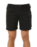 Stretch Cotton Elastic Waist Cargo Short - Black