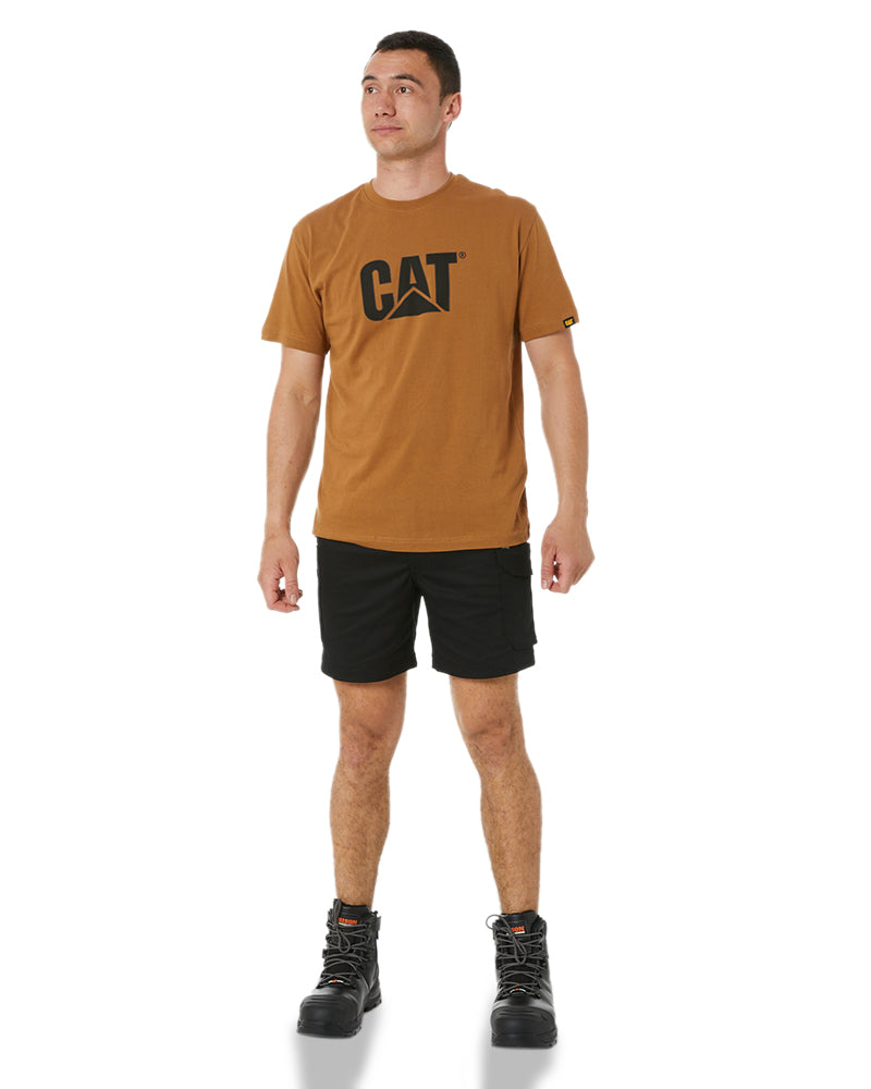 Stretch Cotton Elastic Waist Cargo Short - Black