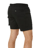 Stretch Cotton Elastic Waist Cargo Short - Black