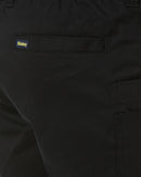 Stretch Cotton Elastic Waist Cargo Short - Black