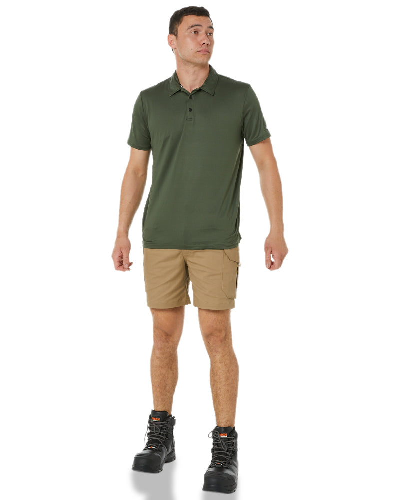 Bisley Men's Rugby Work Shorts - 100% Cotton, Elastic Waistband, Sun Protection