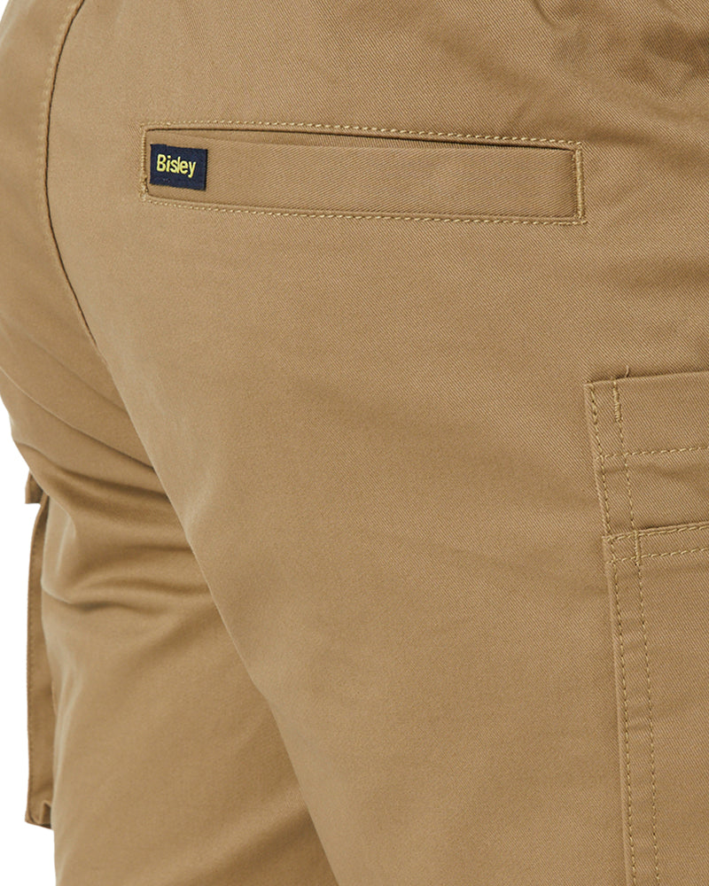 Stretch Cotton Elastic Waist Cargo Short - Khaki