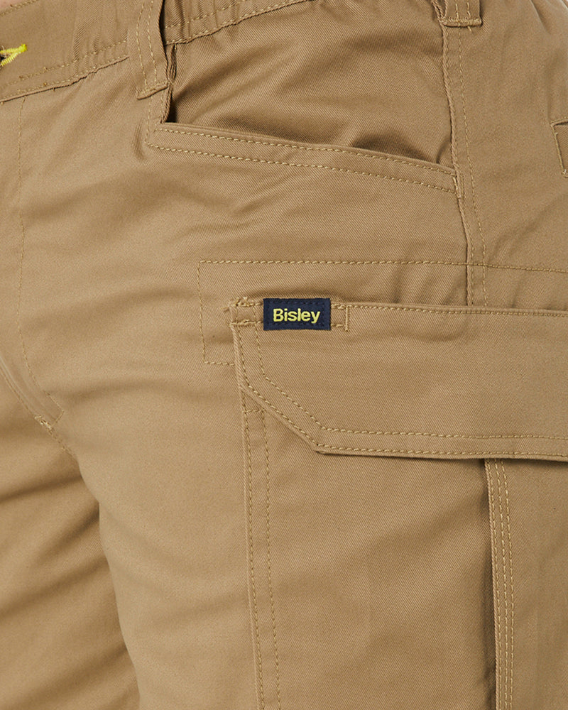 Stretch Cotton Elastic Waist Cargo Short - Khaki