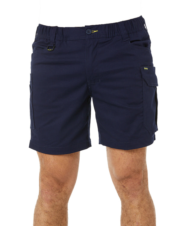 Stretch Cotton Elastic Waist Cargo Short - Navy