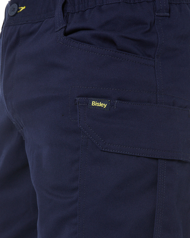 Stretch Cotton Elastic Waist Cargo Short - Navy