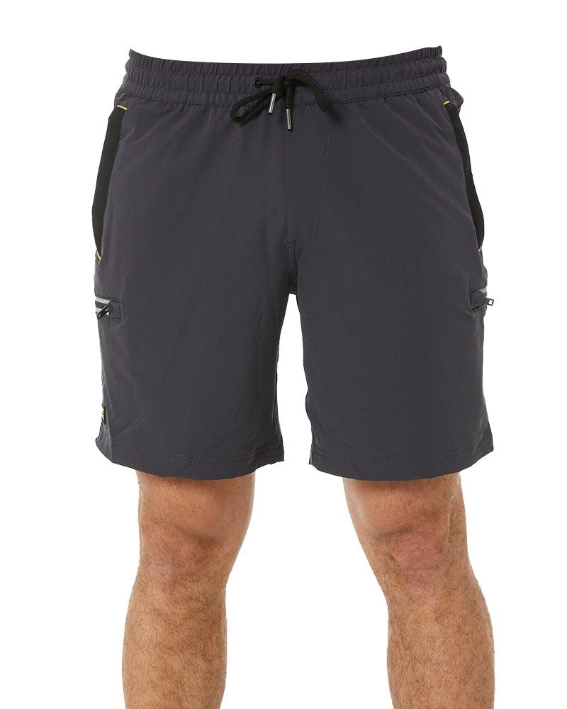 Flex and Move Tradie 4 Way Stretch Elastic Waist Cargo Short - Charcoal