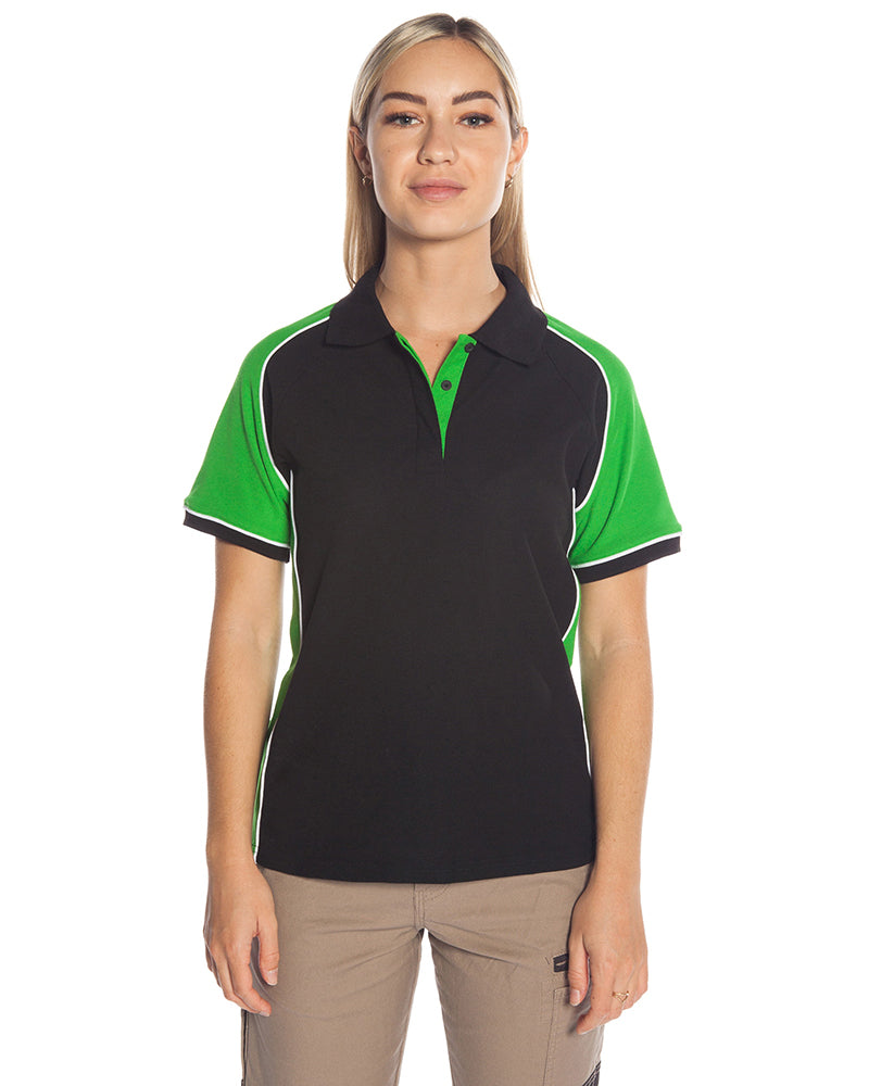 Ladies Nitro Polo - Black/Green/White