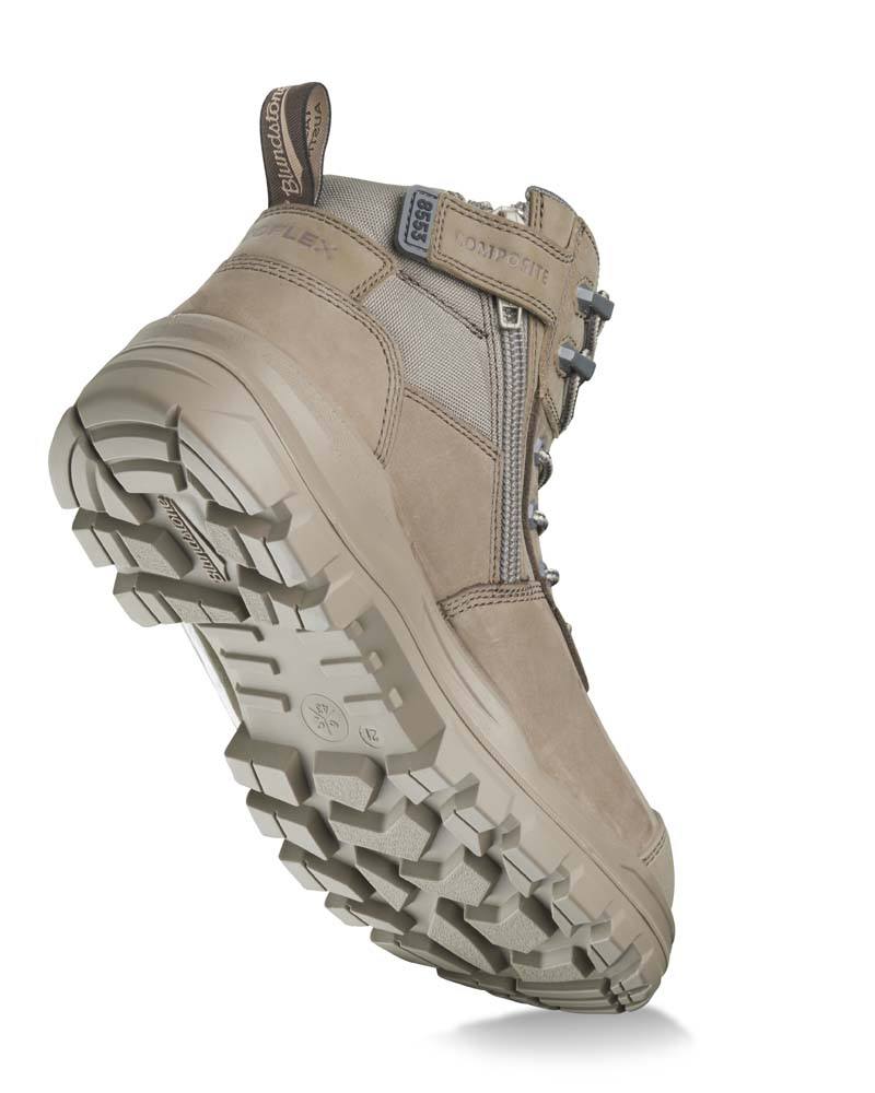 Blundstone RotoFlex 8553 Mid Zip Side Safety Boot - Stone | Buy Online
