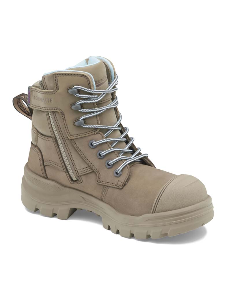 Womens RotoFlex 8863 High Zip Side Safety Boot - Stone