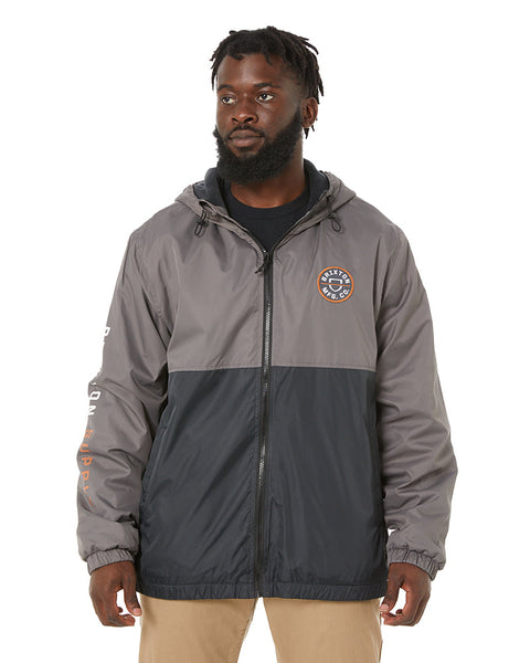 Brixton claxton black hooded windbreaker outlet