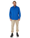 Closed Front Mens Lightweight LS Drill Shirt - Royal