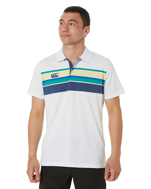 Chest Band Stripe Polo - White