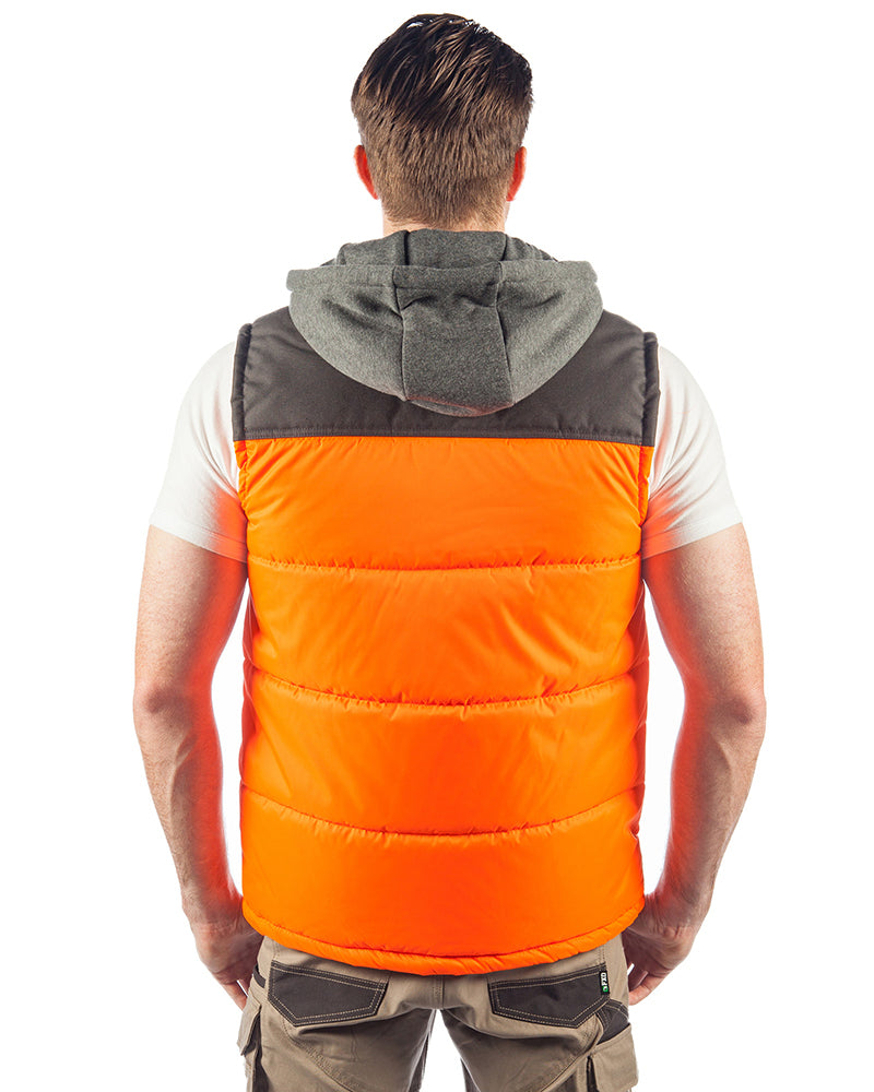 Hi Vis Hooded Work Vest - Orange
