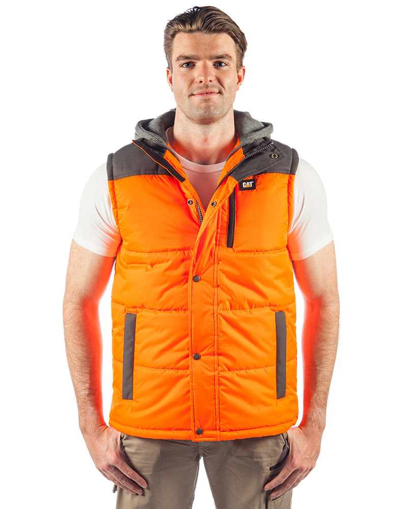 Hi Vis Hooded Work Vest - Orange