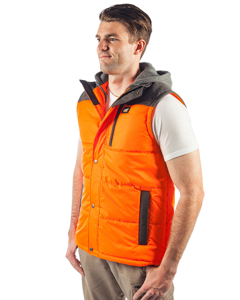 Hi Vis Hooded Work Vest - Orange