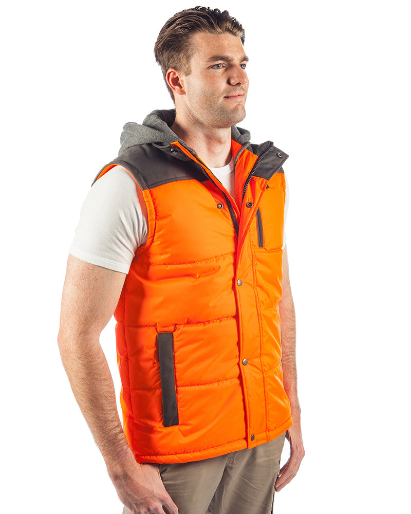 Hi Vis Hooded Work Vest - Orange